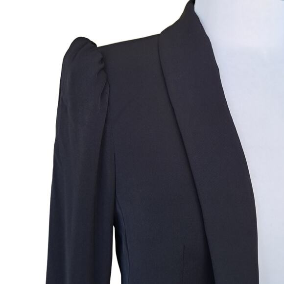 Express Black Puff Sleeve Jacket Boyfriend Blazer Size XS Open Front - Picture 8 of 11